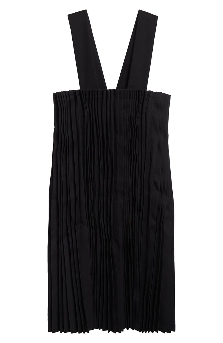 Comme des Garçons Pleated Mixed Media Twill & Tricot Pinafore Dress, Alternate, color, Black X Black