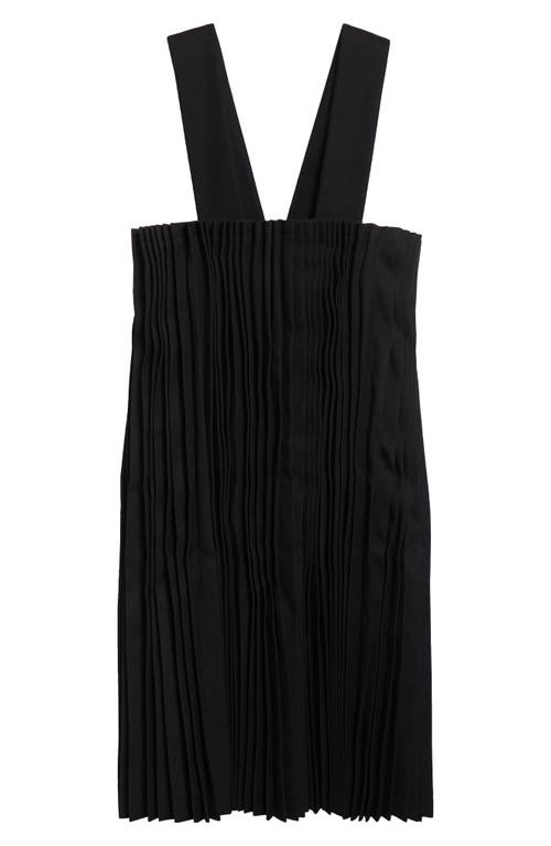 Comme Des Garçons Pleated Mixed Media Twill & Tricot Pinafore Dress In Black