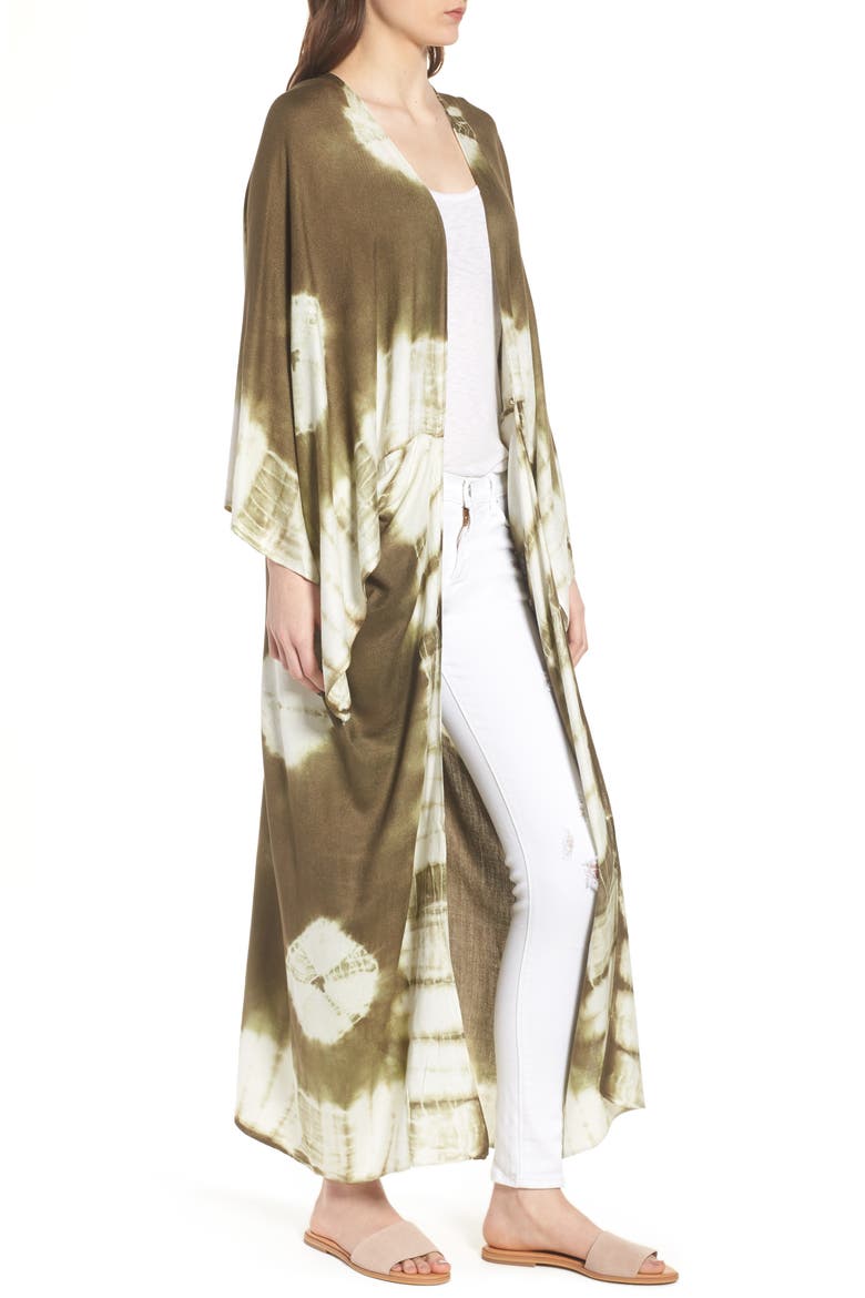 Spellbound Tie Dye Kimono Duster, Alternate, color, KHAKI
