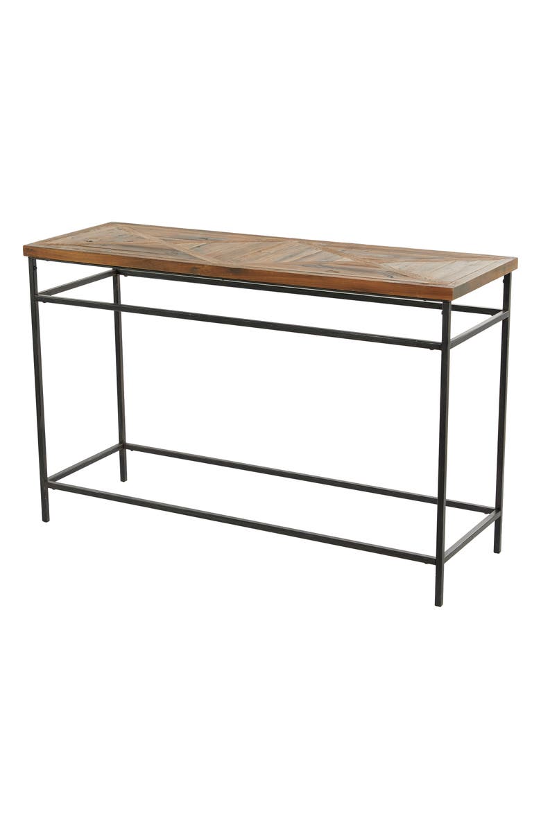 SONOMA SAGE HOME Black Metal Rustic Console Table with Brown Wood Top, Main, color,