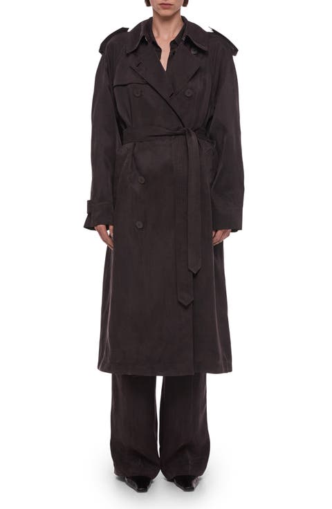 Fluid Microsuede Trench Coat
