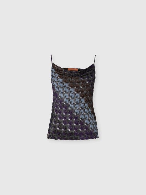 Lace Motif Top With Draped Neckline