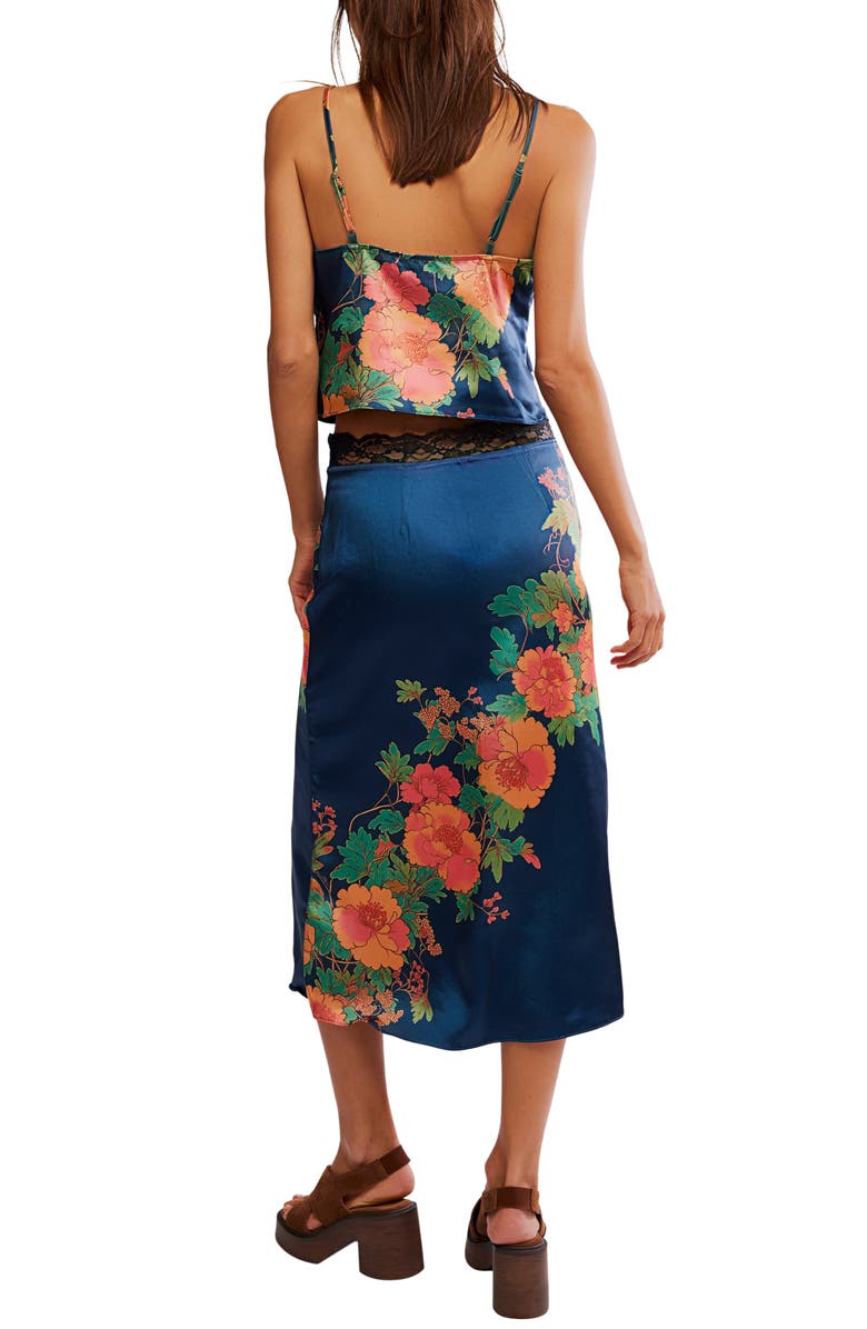 Free People Salvatore Floral Lace Trim Camisole & Midi Skirt Set, Alternate, color, Reflecting Pond Comb