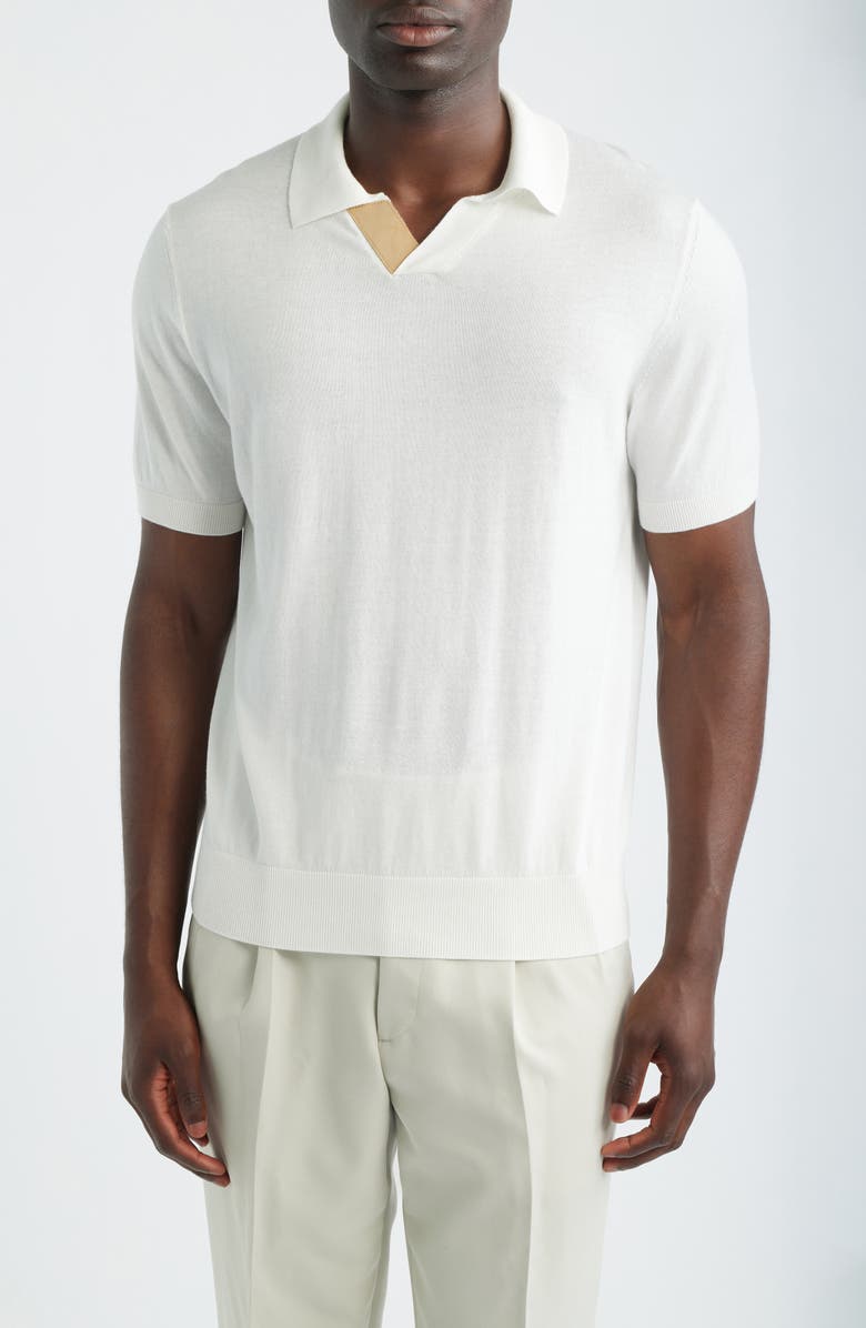 Canali Regular Fit Johnny Collar Polo, Main, color, White