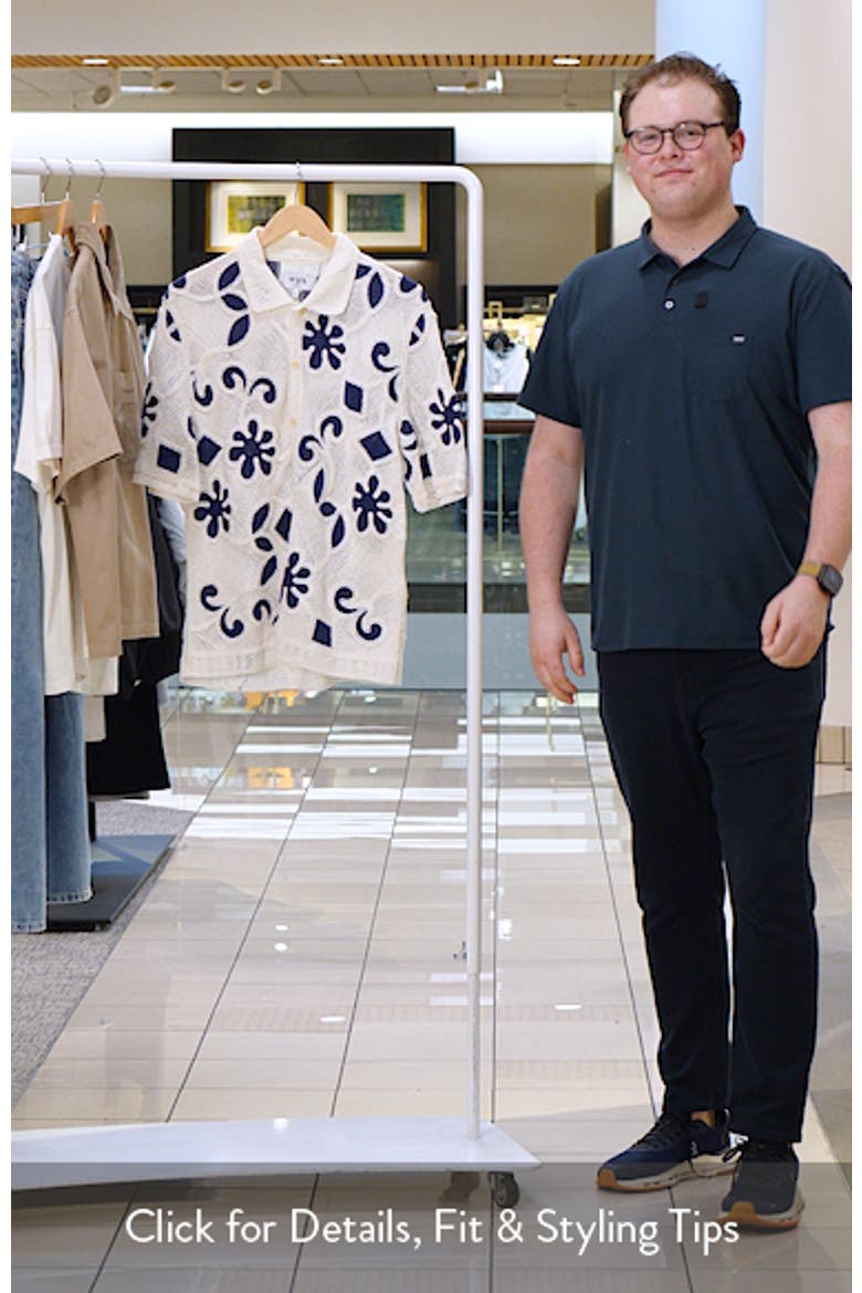 トップス Low classic HOLE POINT PRINT TOP Porto Doodle Open Knit Short Sleeve Button-Up Shirt (Men) | Nordstrom