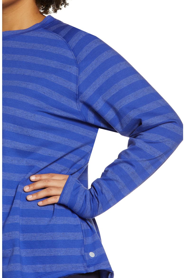 Women's Washed Stripe Relaxed Cotton Blend T-Shirt, Alternate, color, BLUE CLEMATIS