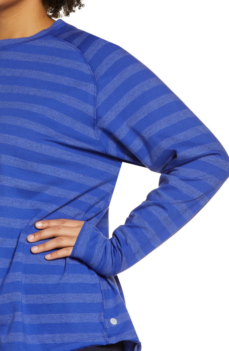 Zella Women's Washed Stripe Relaxed Cotton Blend T-Shirt, Alternate, color, 