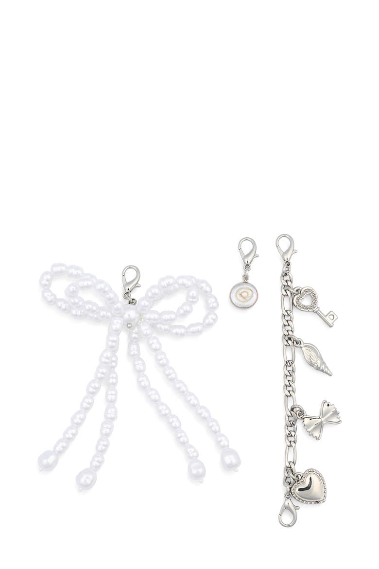 Set of 3 Clip-On Shoe Charms, Main, color, SILVER ASSORTED CHARMS