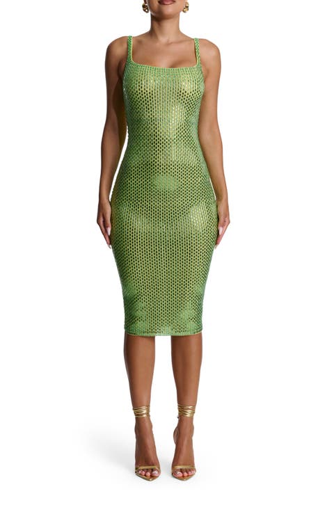 Rhinestone Embellished Midi Dress