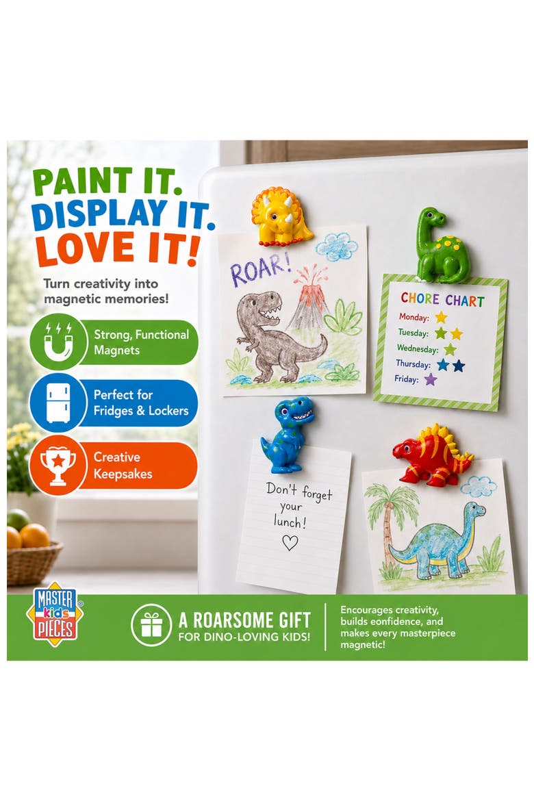 Dinosaur World 6-Pack Magnets Paint Kit, Alternate, color, Multicolor