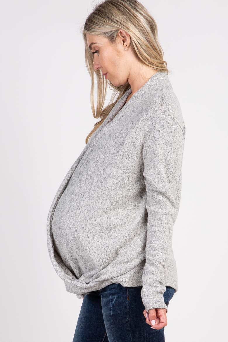 Knit Draped Wrap V-Neck Nursing Top, Alternate, color, Beige