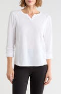 DKNY Ruched Sleeve V-Neck Top
