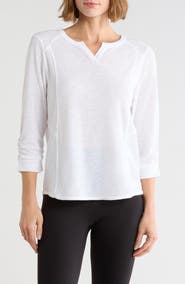 DKNY Ruched Sleeve V-Neck Top