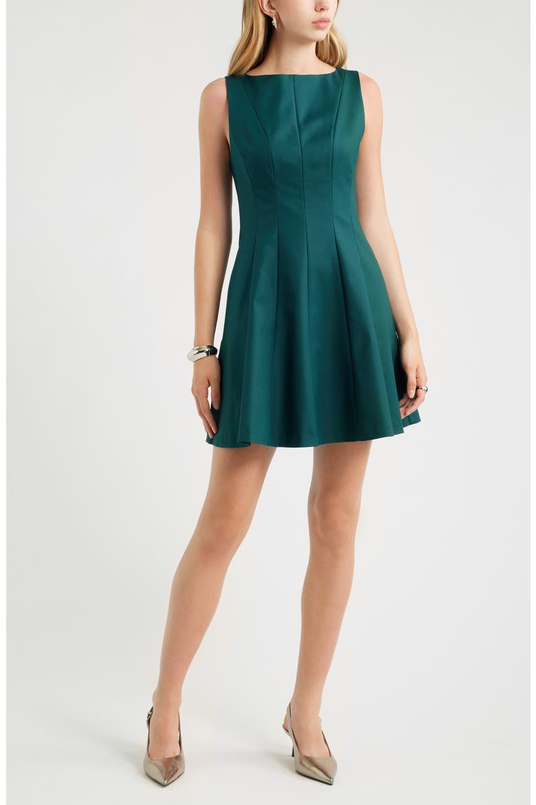 Seamed Fit & Flare Minidress, Main, color, GREEN PONDEROSA
