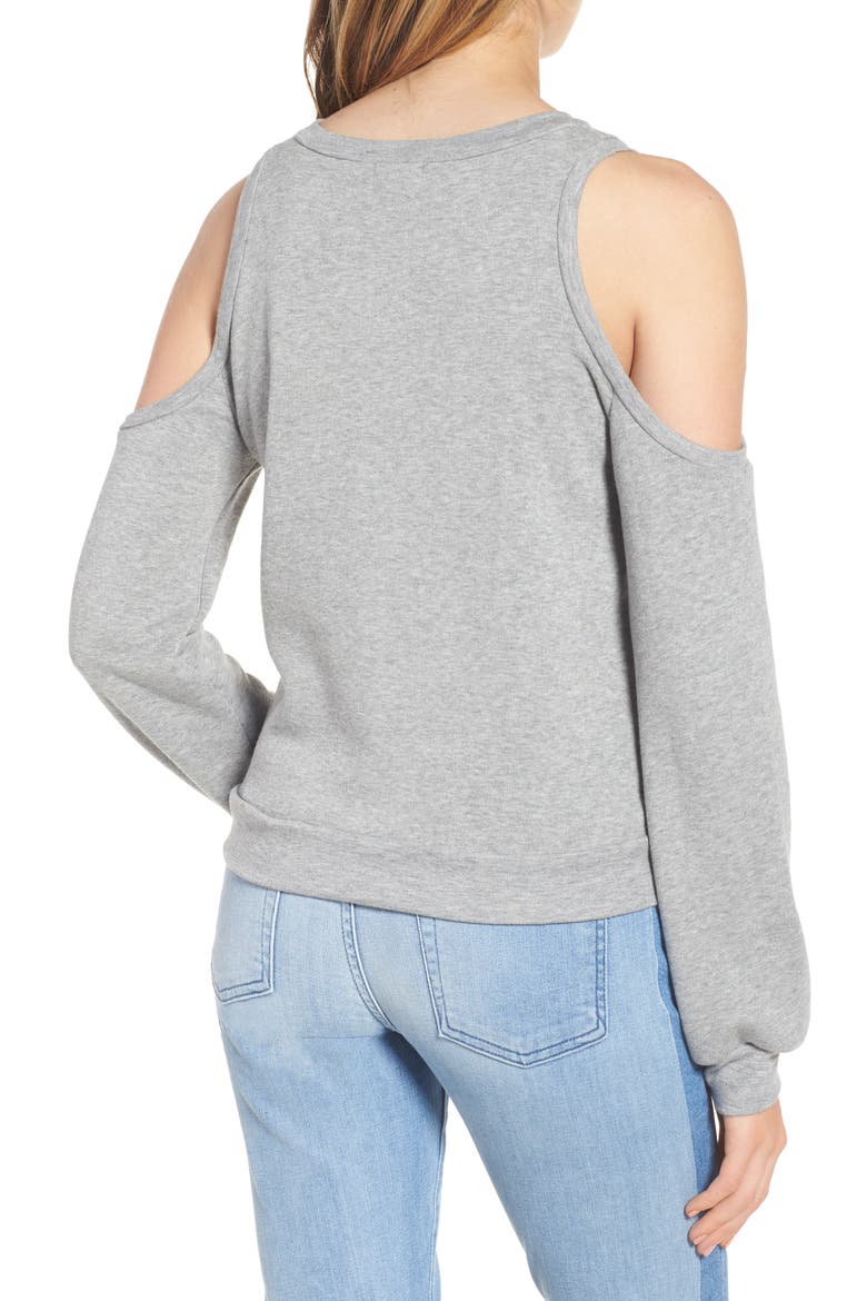The Blonde Cold Shoulder Sweatshirt, Alternate, color, HEATHER GRAY