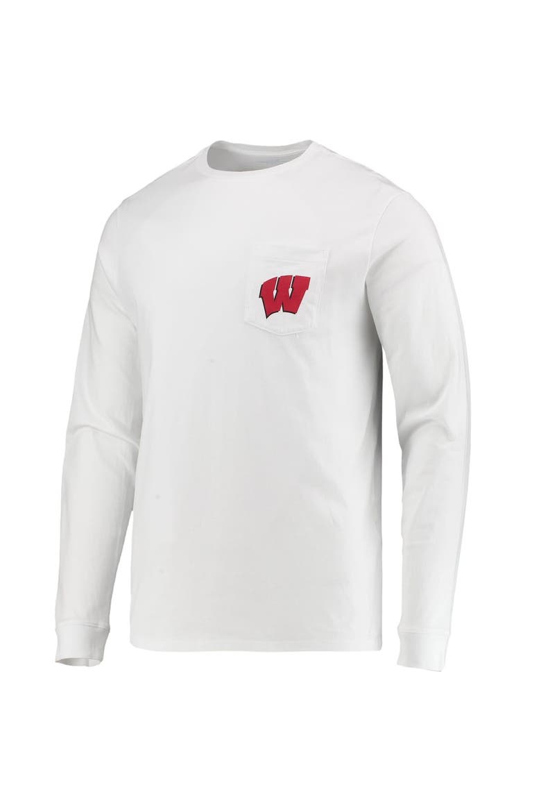 Men's Vineyard Vines White Wisconsin Badgers Football Whale Long Sleeve T-Shirt, Alternate, color, White