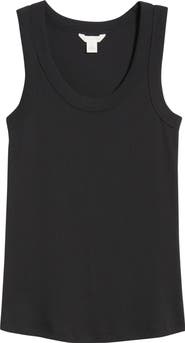 Caslon® Scoop Neck Rib Cotton Tank