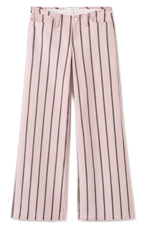 Striped Low Waist Wide Leg Jeans