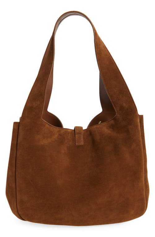 Saint Laurent Le 5 À 7 Bea Suede Tote In Brown
