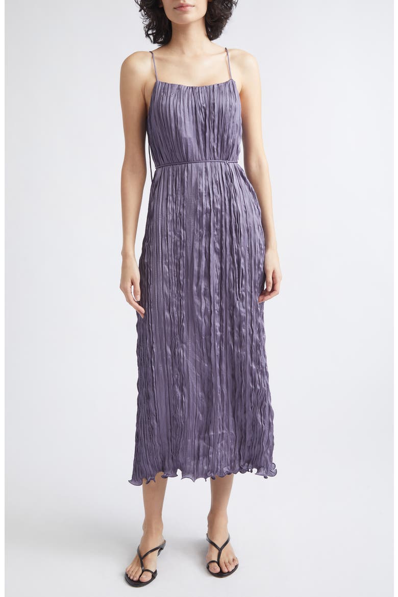 Esme Plissé Midi Slipdress, Main, color, DUSK