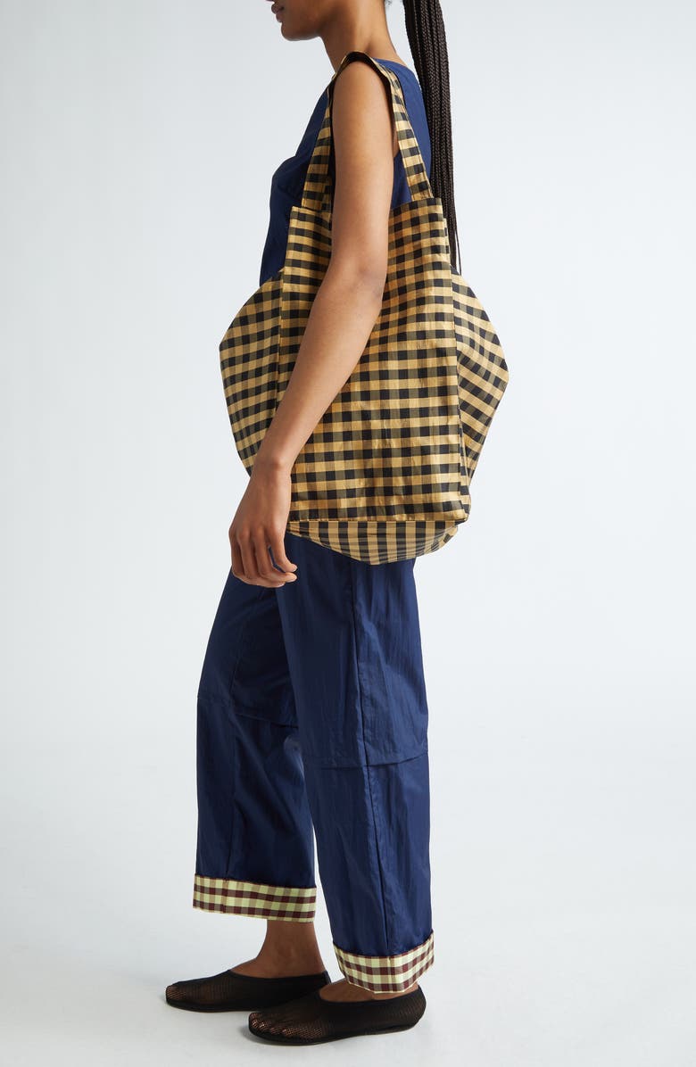 COMING OF AGE XL Everyday Gingham Silk Taffeta Tote, Alternate, color,