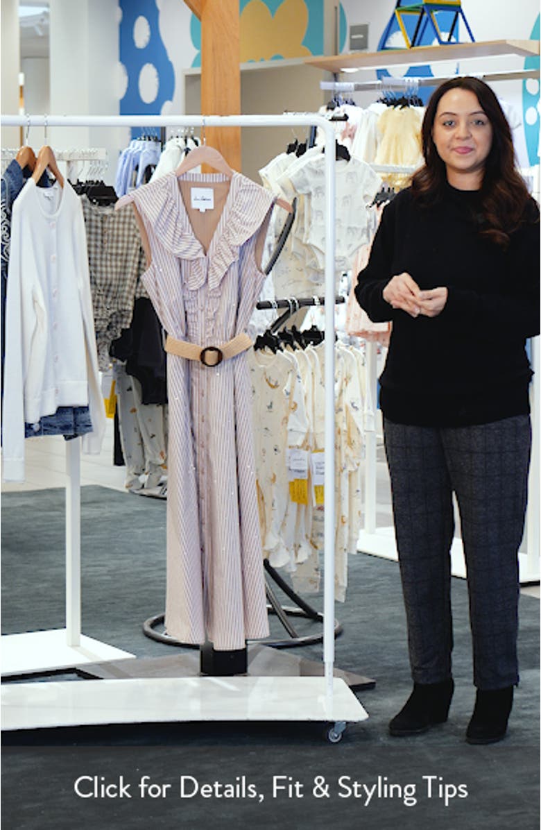 Stripe Rhinestone Detail Sleeveless Cotton Shirtdress, sales video thumbnail