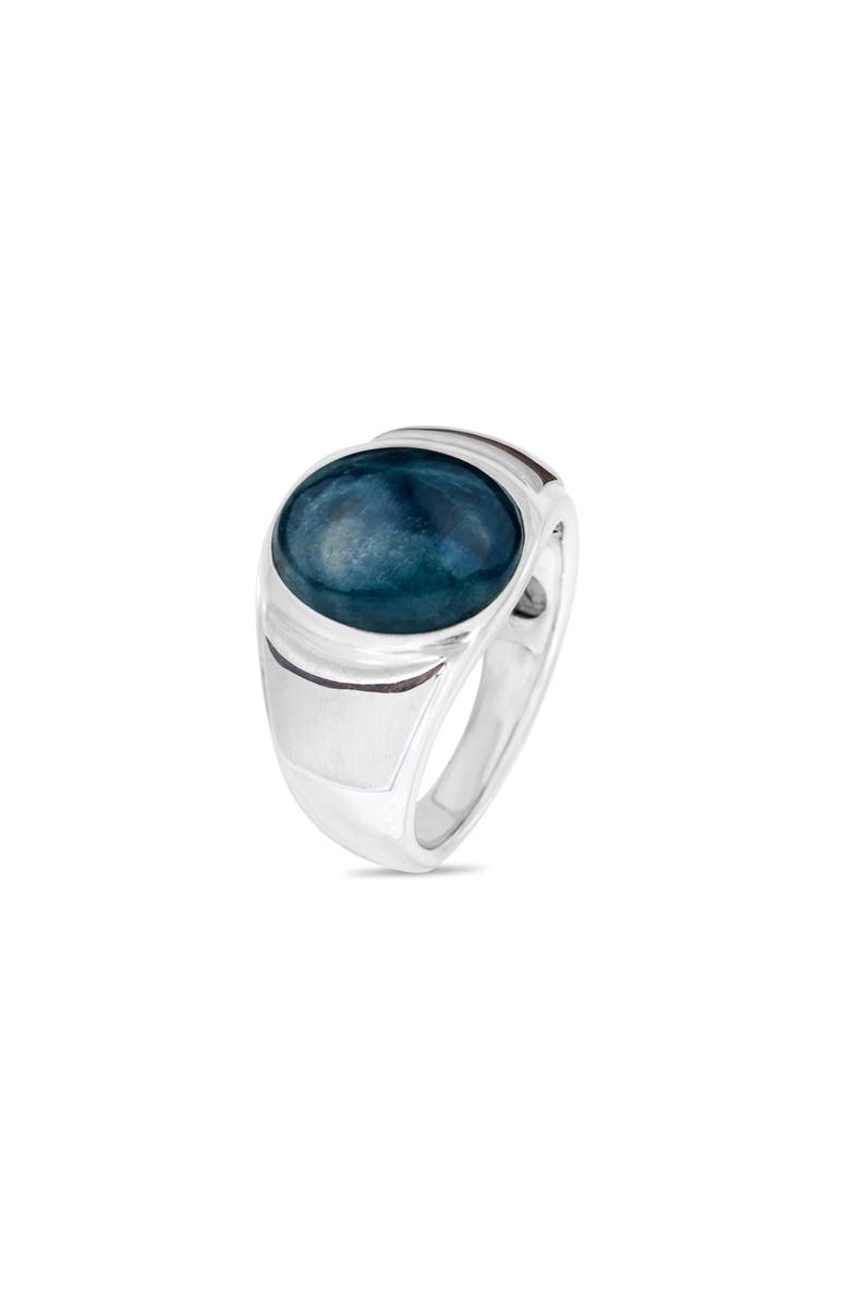 LuvMyJewelry Dark Blue Apatite Sterling Silver Men Signet Ring, Alternate, color, Blue