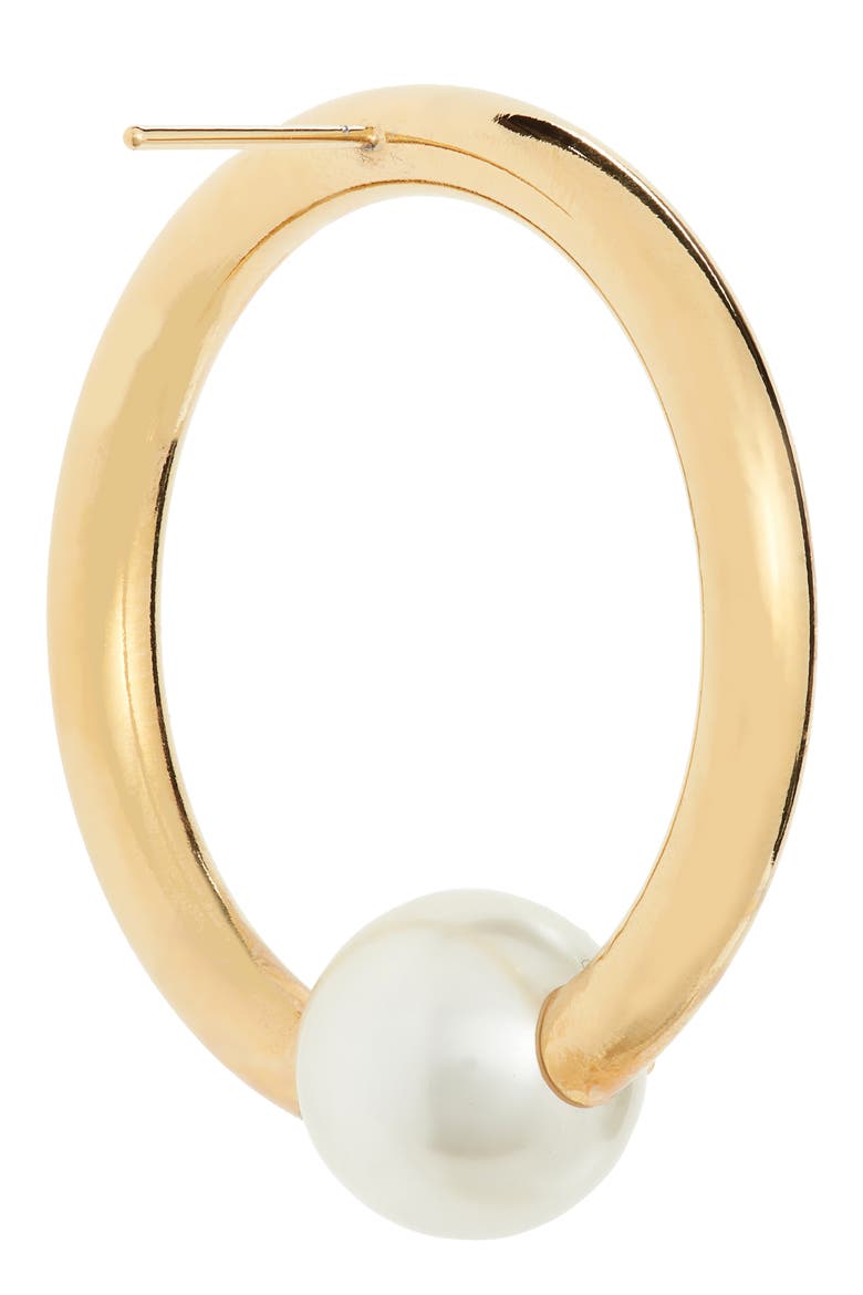 VLOGO Imitation Pearl Hoop Earrings, Alternate, color, GOLD/ PEARL