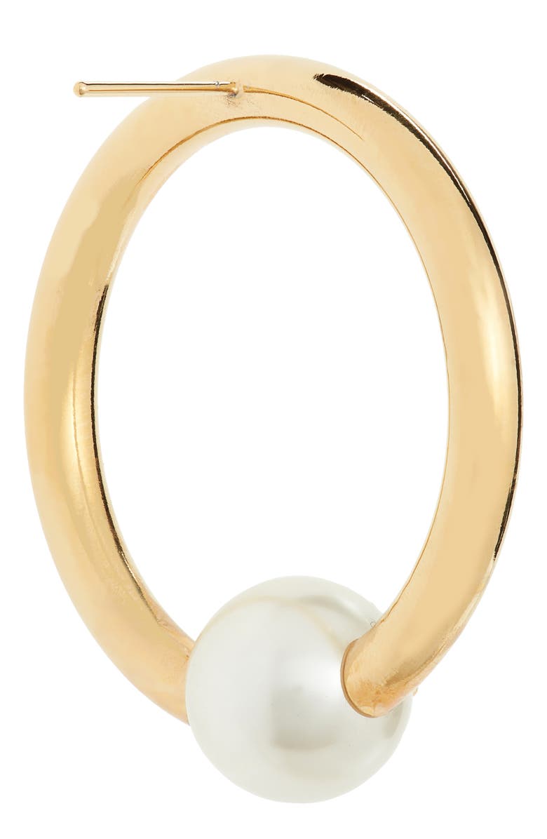 Valentino VLOGO Imitation Pearl Hoop Earrings, Alternate, color, 