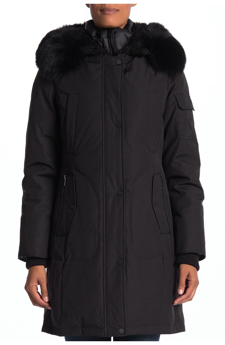 1 Madison Genuine Fox Fur Trimmed Hooded Parka with Interior Bib, Alternate, color,