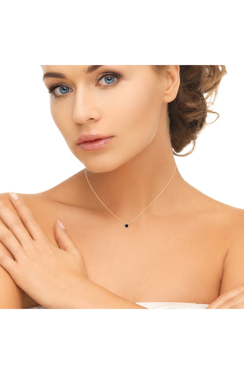LuvMyJewelry Cushion Cut Sapphire & Diamond Necklace, Alternate, color, 14K Yellow Gold/ Sapphire