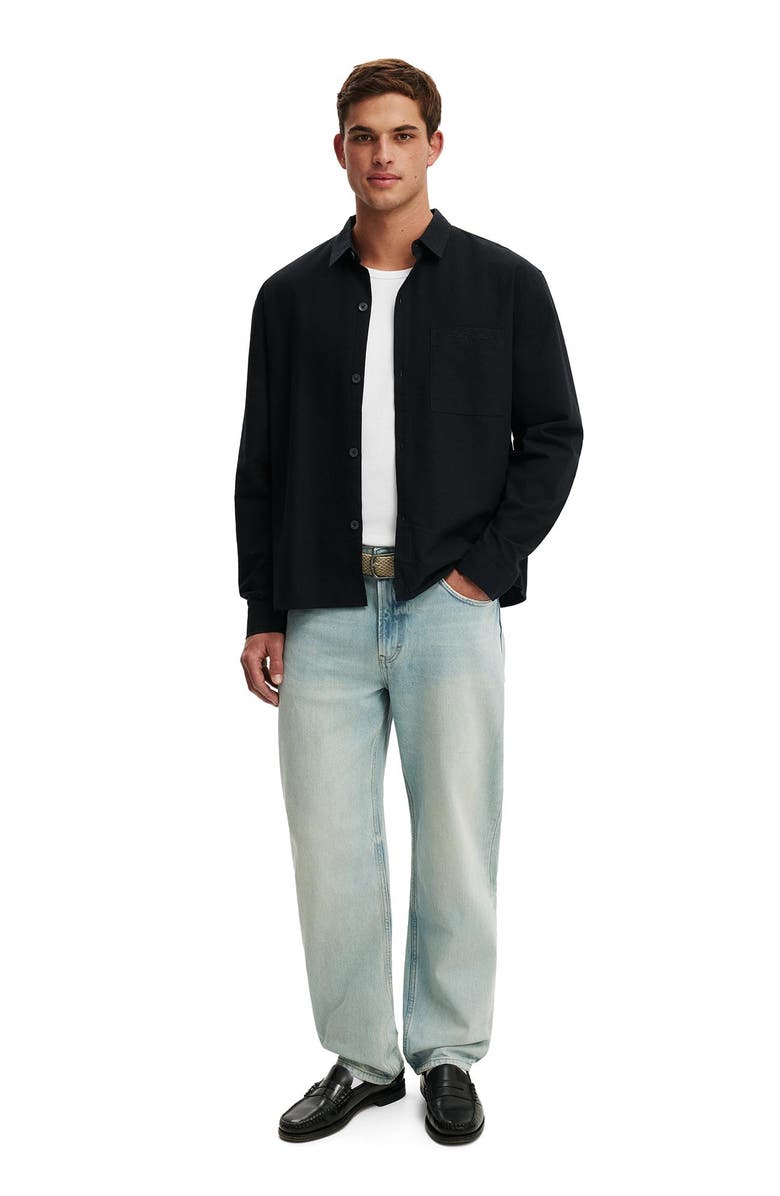 Cotton On Men's Bedford Long Sleeve Shirt, Alternate, color, Black Emb