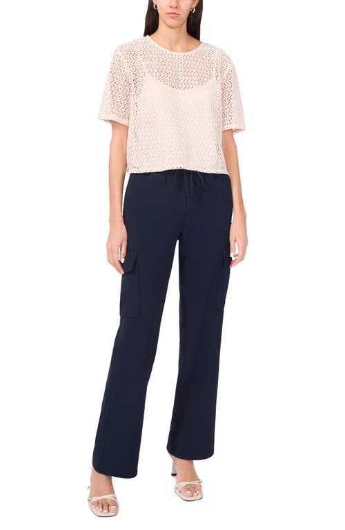 Halogen ® Geometric Openwork T-shirt In Birch