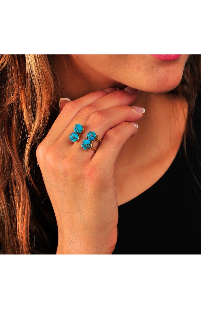 LuvMyJewelry Sea Breeze Turquoise Double Band Ring, Alternate, color, 14Kt Gold Vermeil On Sterling
