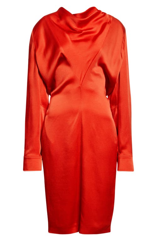 Stella Mccartney Satin Midi Dress Draped Front In Red