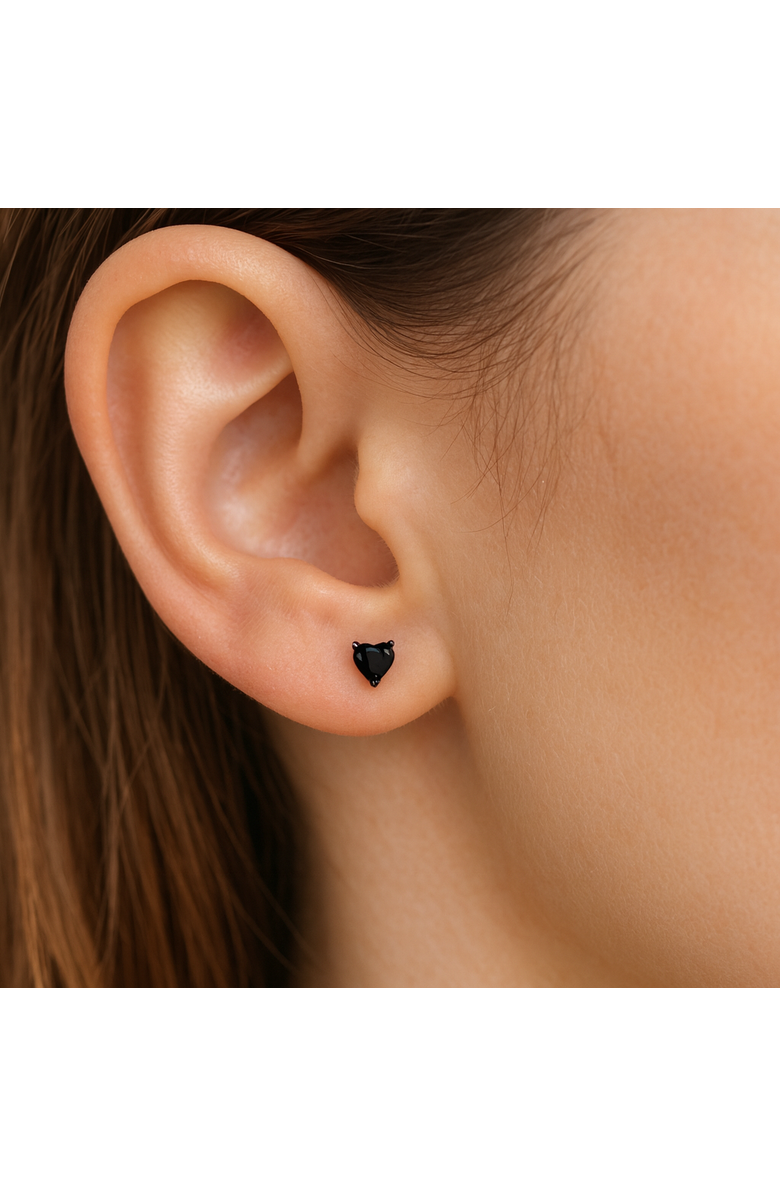 Donatello Gian Sterling Silver Black Rhodium Plated Heart Studs, Alternate, color, Black