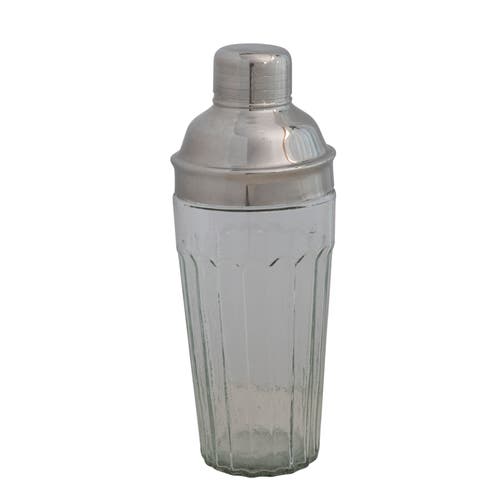Storied Home Glass Cocktail Shaker With Stainless Steel Lid In Transparent