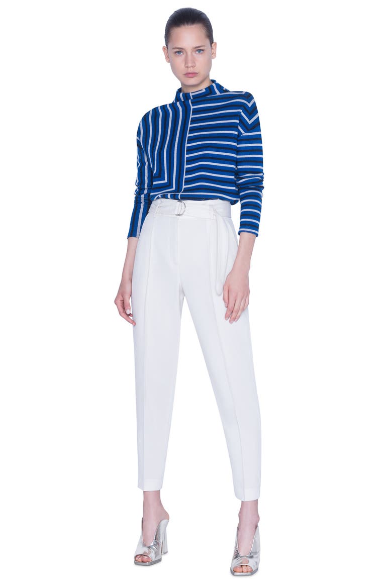 Square Stripe Jacquard Merino Wool Sweater, Alternate, color, LAKE/ DESERT/ BLACK