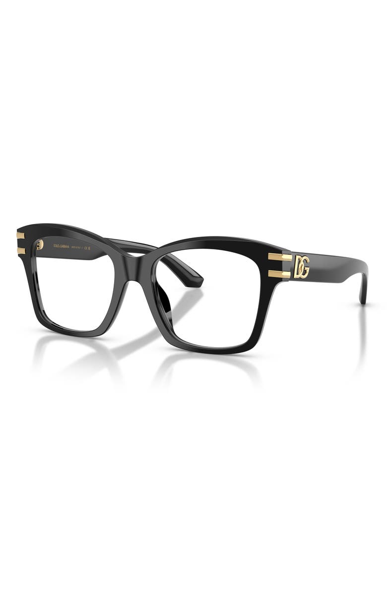 Dolce&Gabbana 52mm Square Optical Glasses, Alternate, color, Black