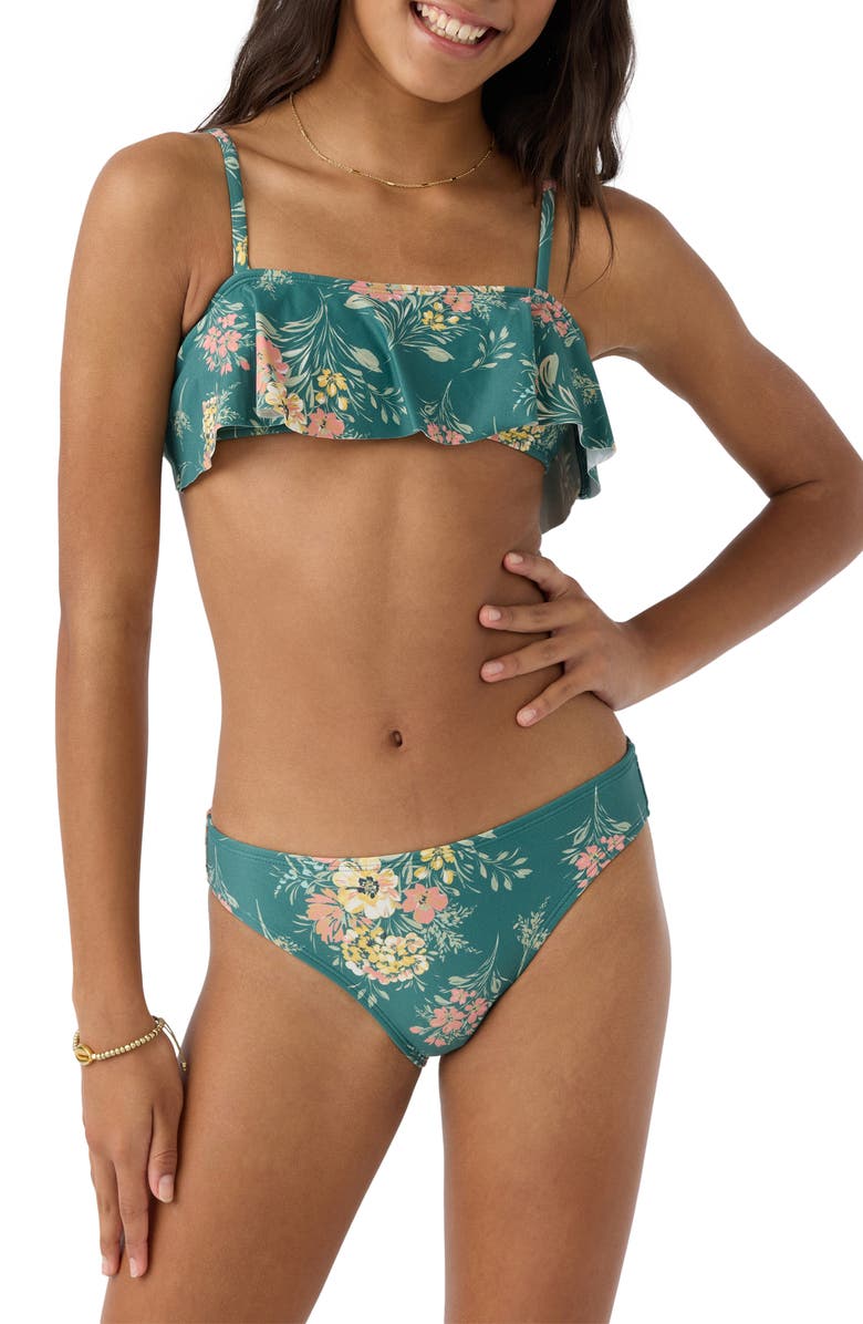 O'Neill Kids' Naya Floral Ruffle Two-Piece Swimsuit, Alternate, color,