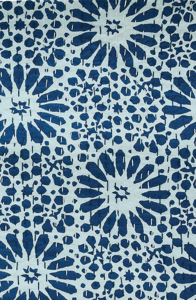 MELANGE HOME Flower Burst Kantha Cotton Throw Blanket, Alternate, color, Indigo