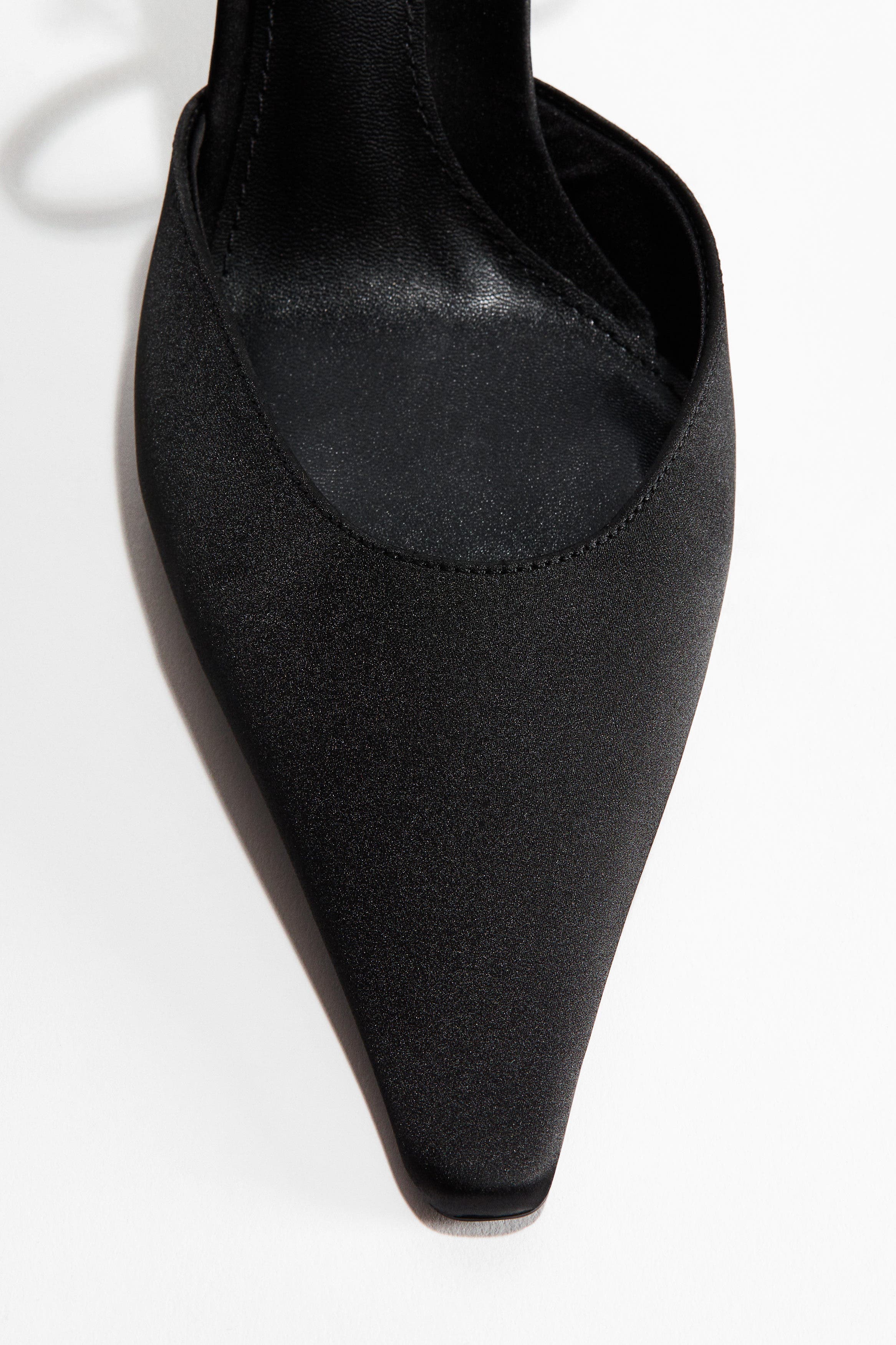 H&M Pointed Satin Court Shoes, Alternate, color, Black