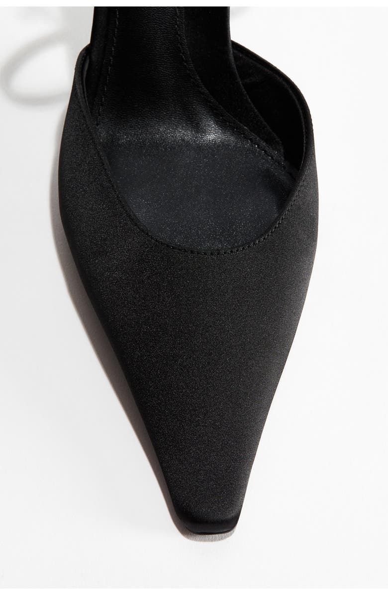 H&M Pointed Satin Court Shoes, Alternate, color, Black