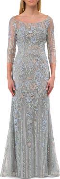 La Femme Long Mother of the Bride Dress with Colorful Lace Design