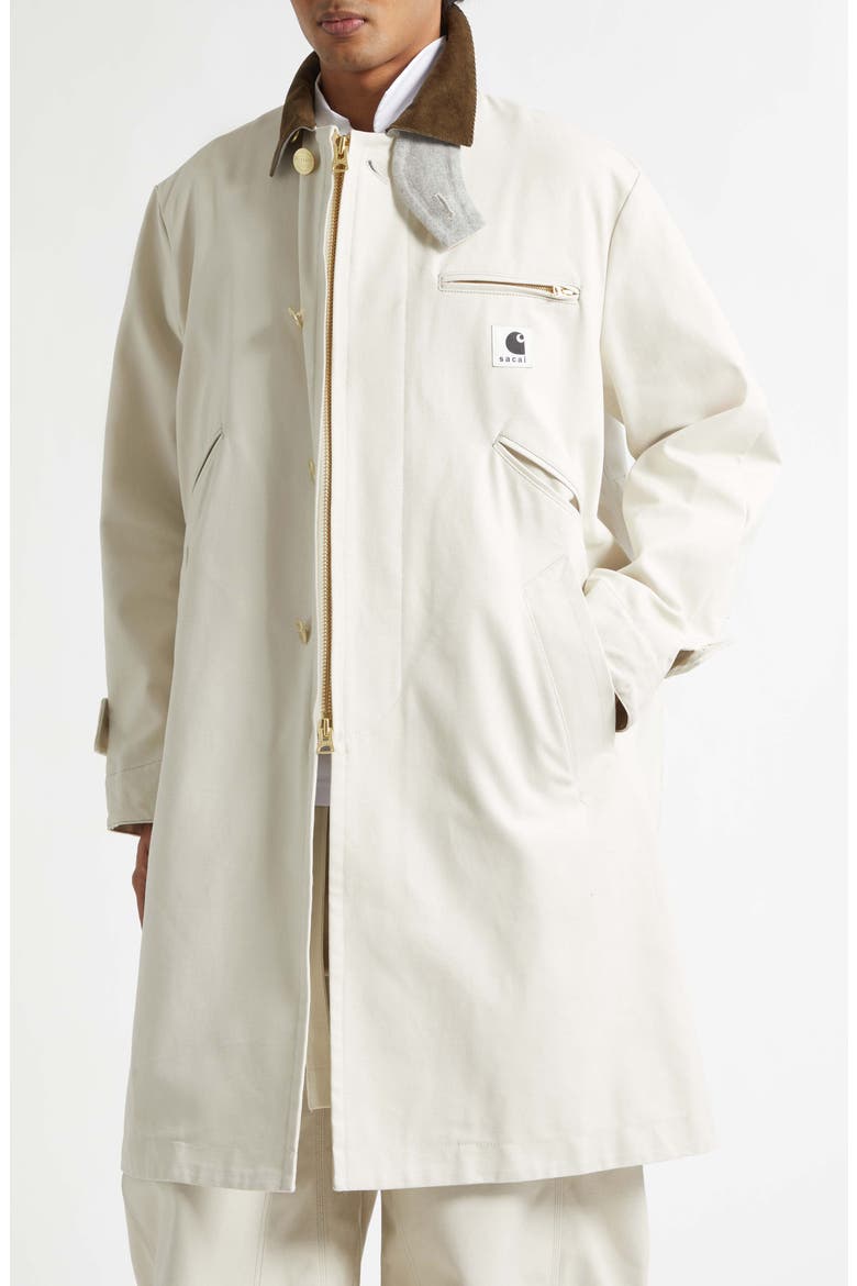 x Carhartt WIP Duck Canvas Balmacaan Coat, Alternate, color, IVORY