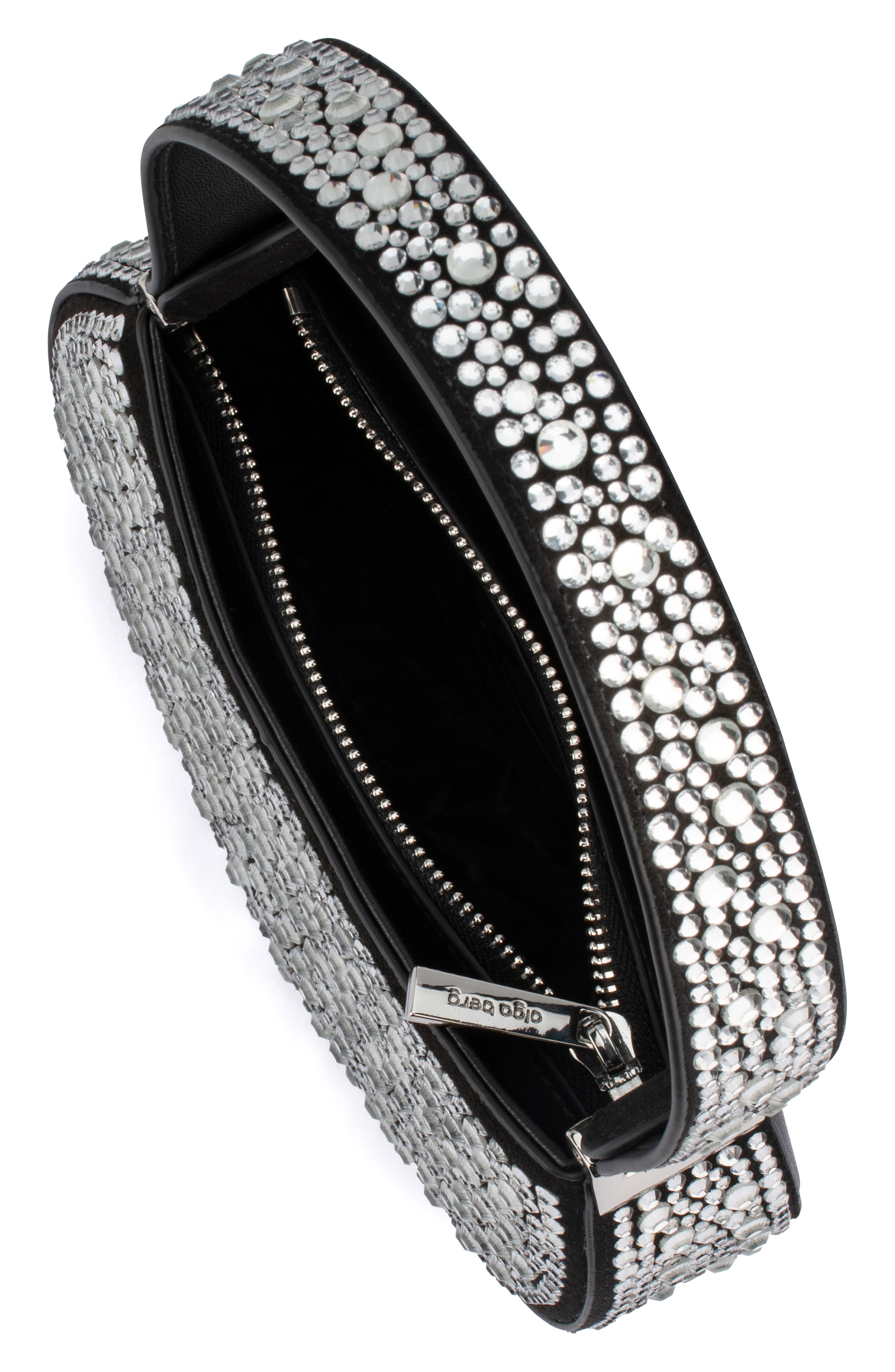 Olga Berg Desie Crystal Shoulder Bag, Alternate, color, Black
