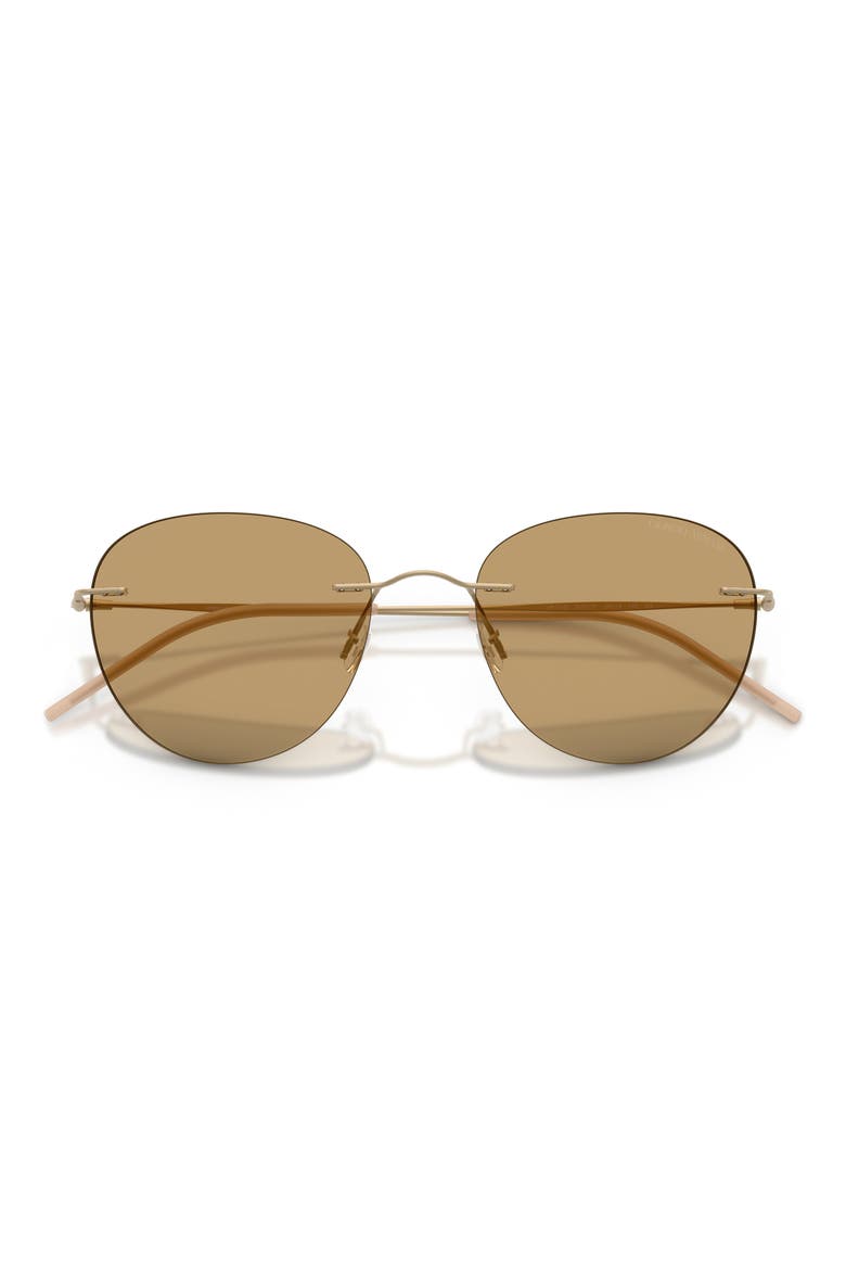 53mm Round Sunglasses, Alternate, color, MATTE PALE GOLD / BROWN