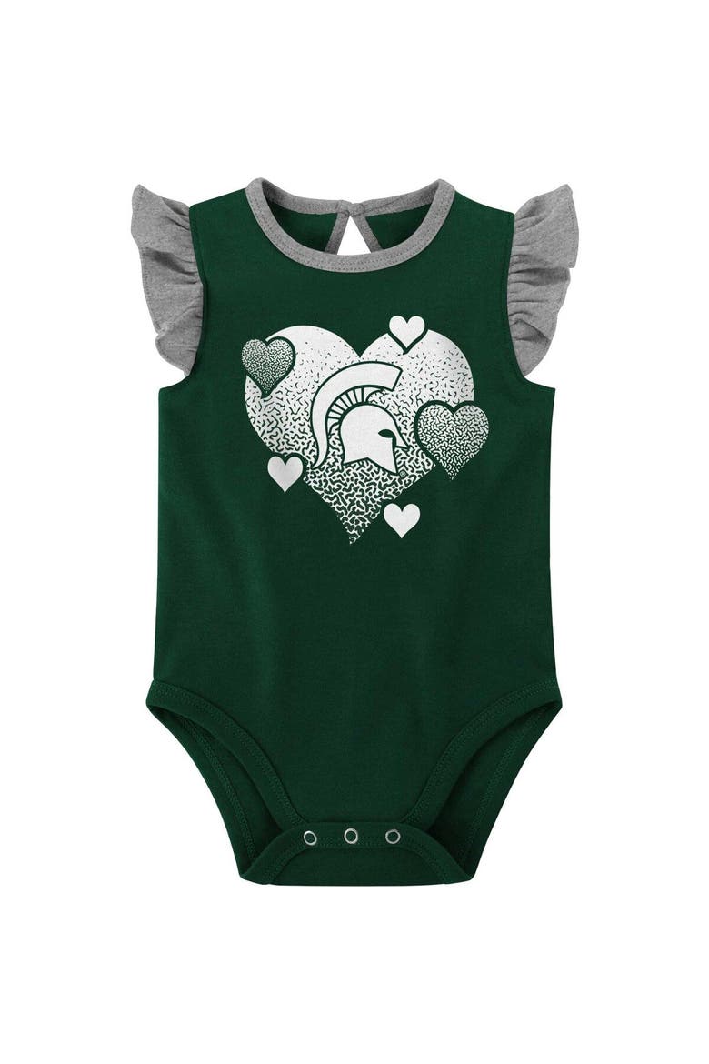 Girls Newborn & Infant Green/Gray Michigan State Spartans Spread the Love 2-Pack Bodysuit Set, Alternate, color, Green
