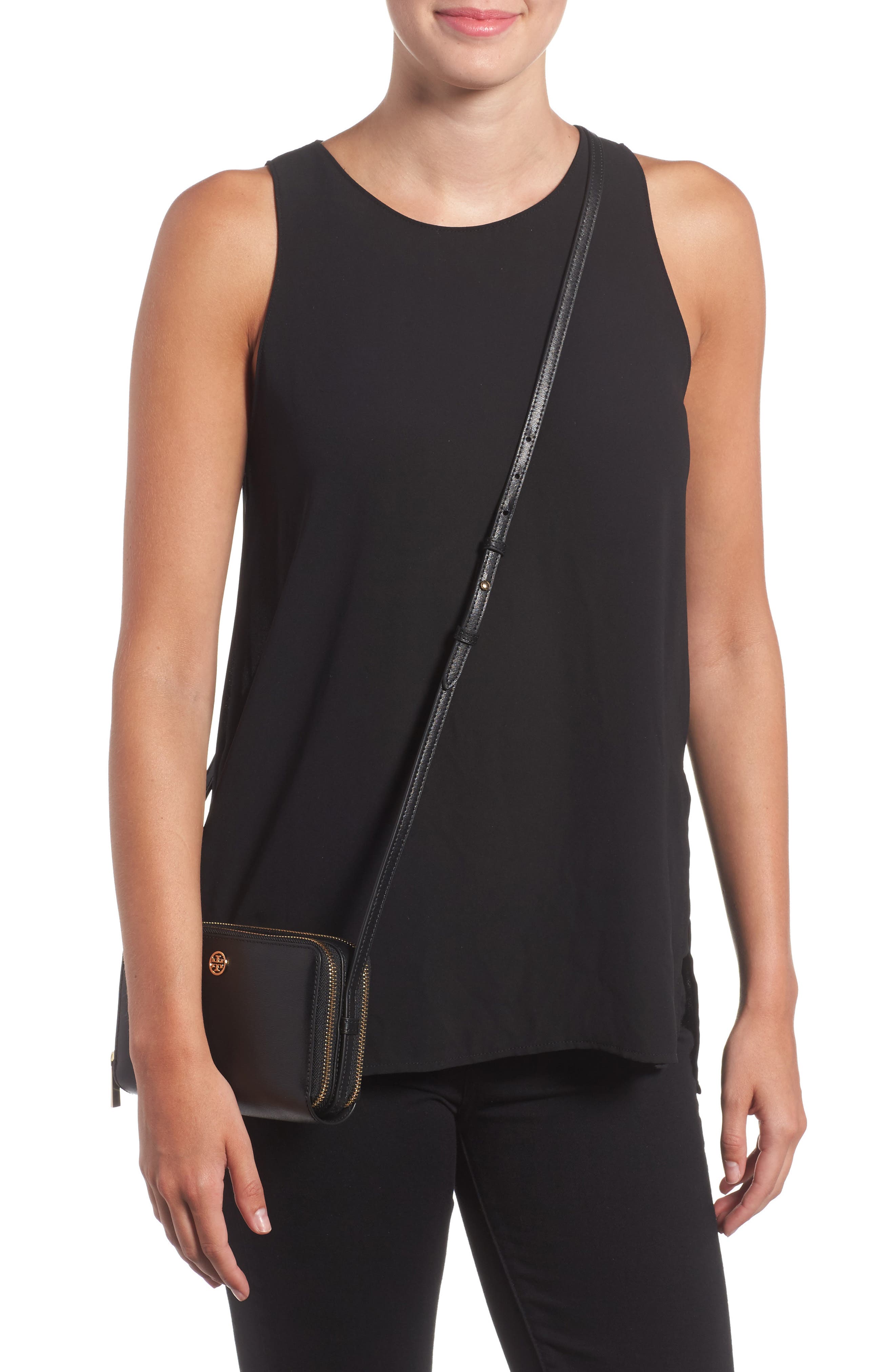 Tory Burch Mini Parker Leather Crossbody Bag, Alternate, color, 