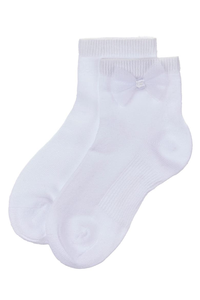 Kid's Bow-Trimmed Mercerized Cotton Rich Ankle Sock, Alternate, color, White